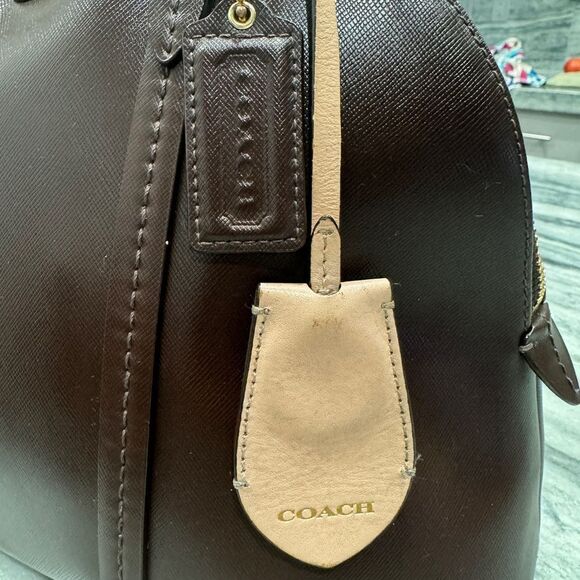 Coach Peyton Leather Cora Domed Satchel F25671 Brass/ Mahogany‎ - Picture 10 of 16
